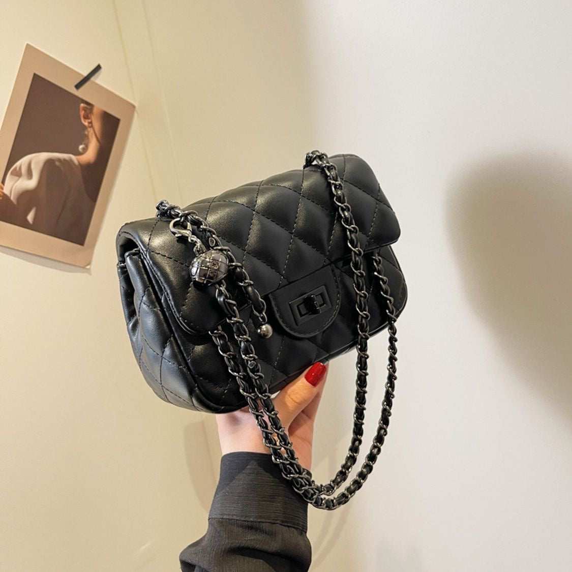 Black Vegan Leather Cross Body Purse