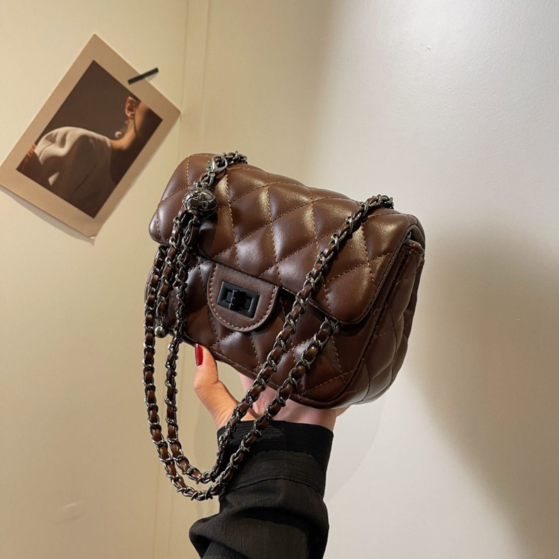 Black Vegan Leather Cross Body Purse