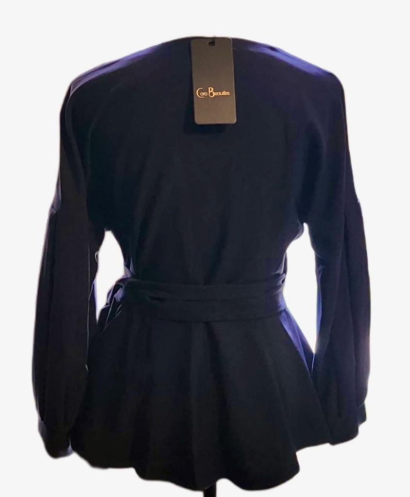 Woman's V Neck Waist Wrap Peplum Blouse