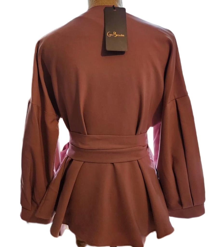 Woman's V Neck Waist Wrap Peplum Blouse